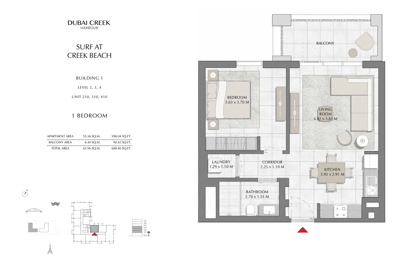 Building 1 - 1 Bedroom floor plan
