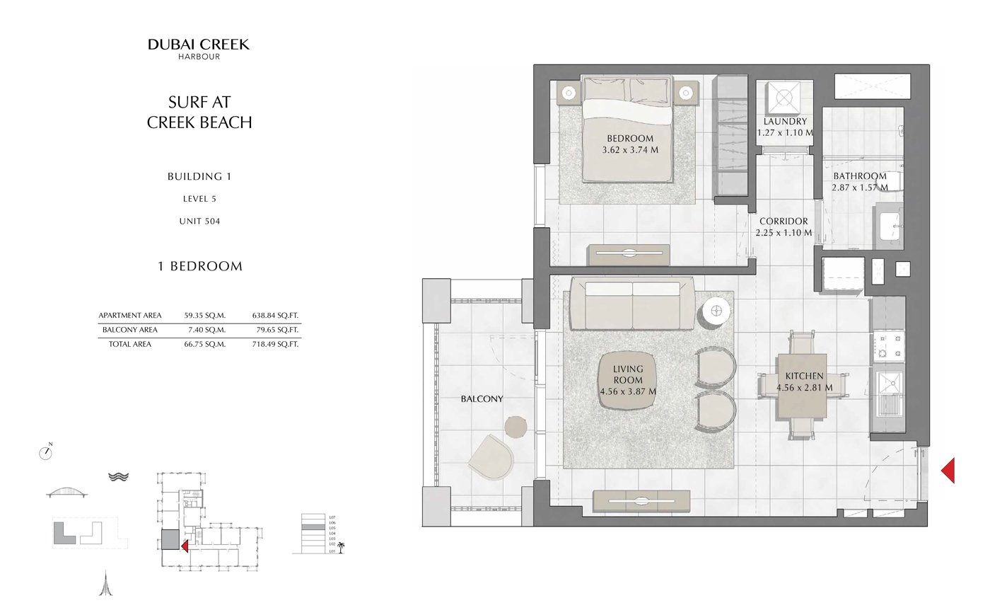 Building 1 - 1 Bedroom floor plan
