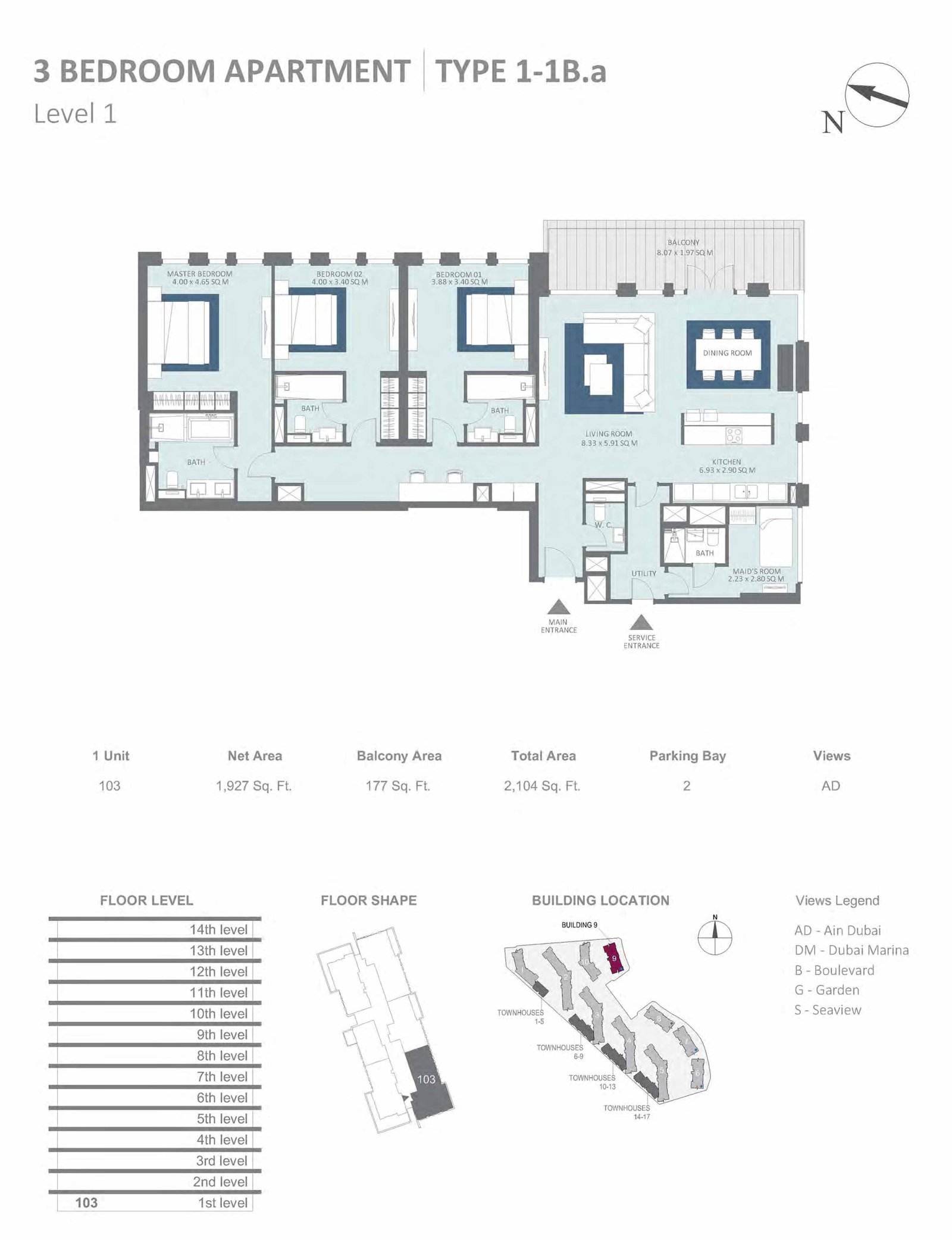 1 Bedroom floor plan