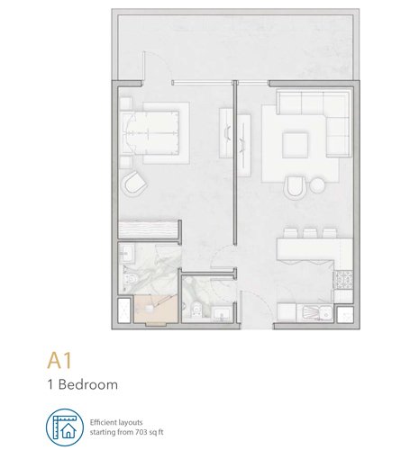1 Bedroom floor plan