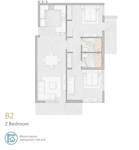 2 Bedrooms floor plan