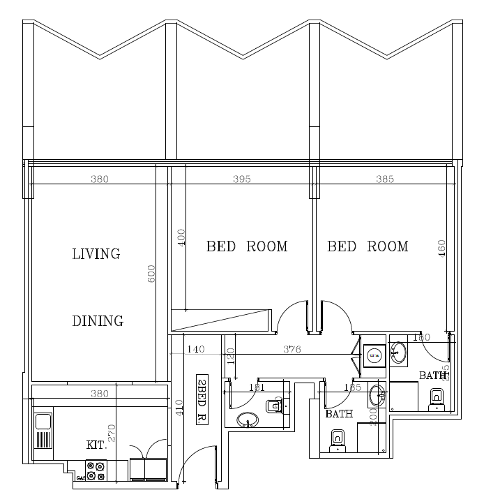 2 Bedrooms floor plan
