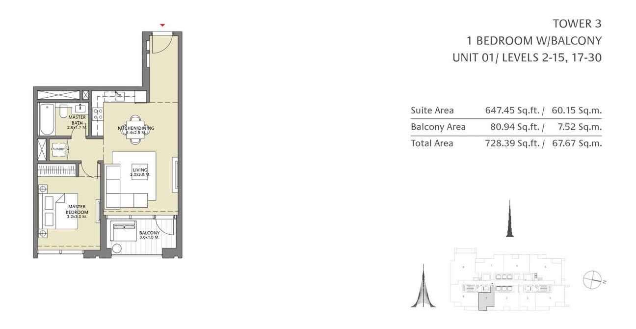 1 Bedroom floor plan