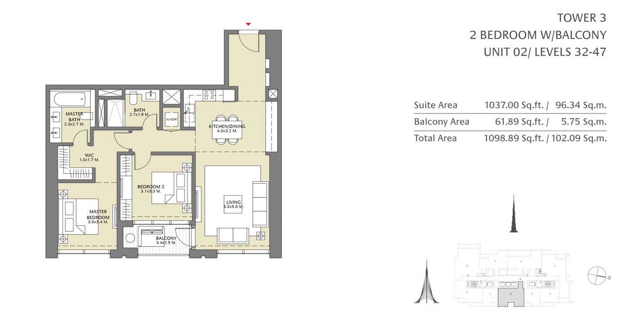 1 Bedroom floor plan