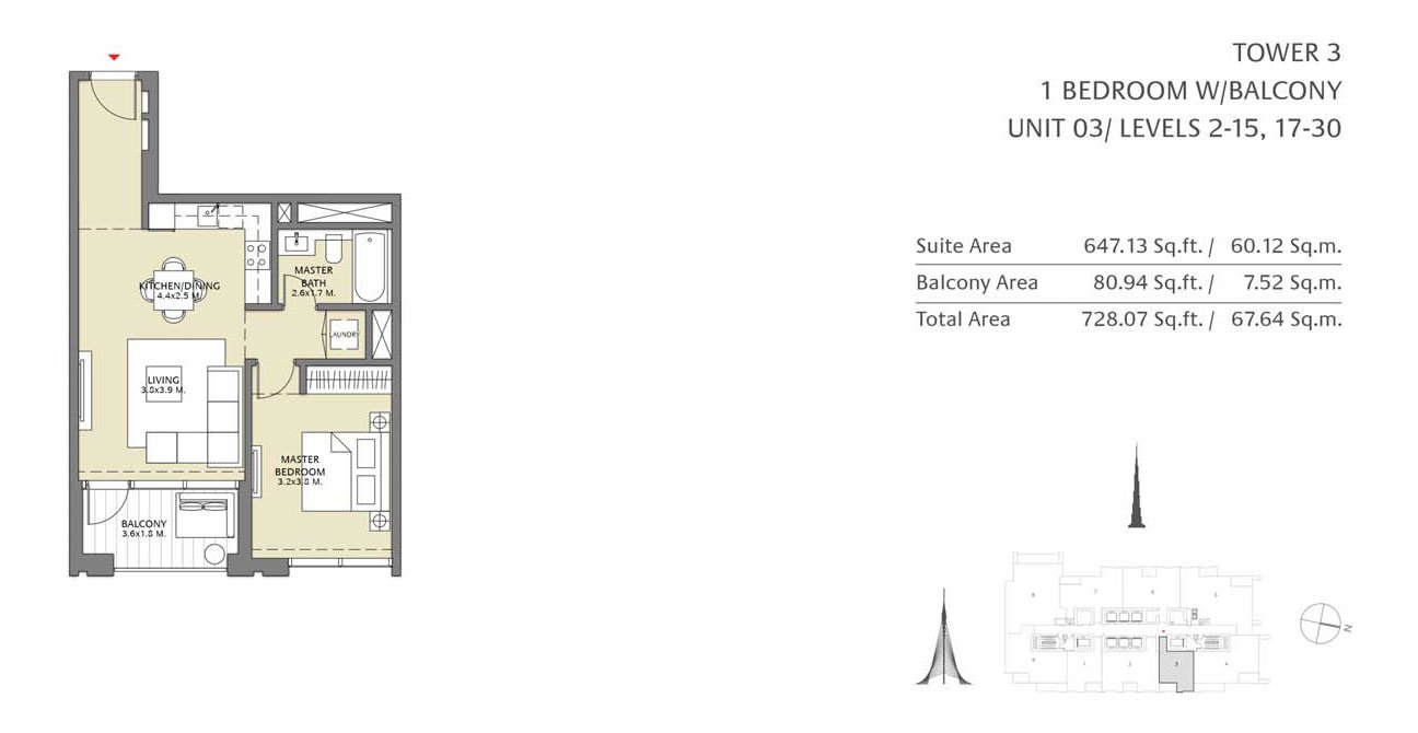 1 Bedroom floor plan
