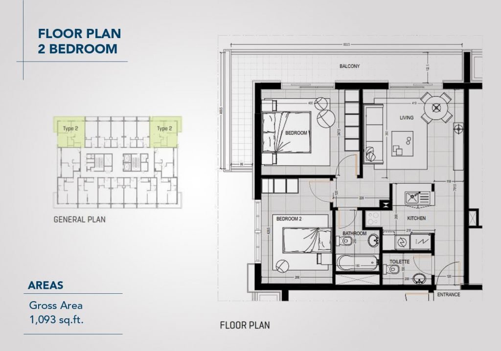 2 Bedrooms floor plan