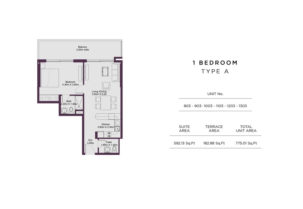 1 Bedroom floor plan