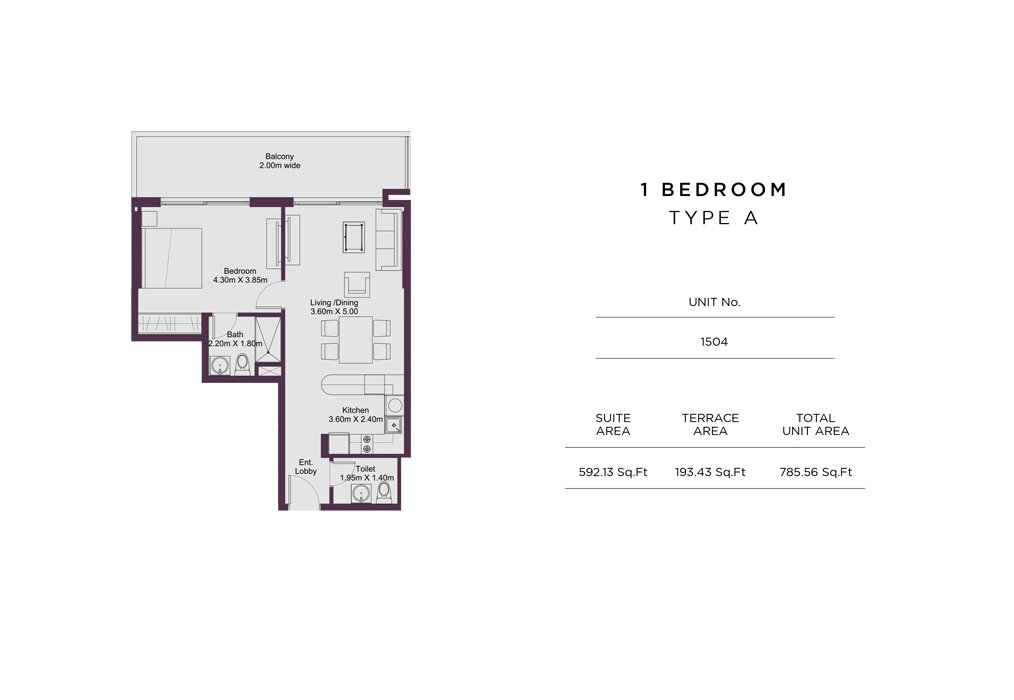 1 Bedroom floor plan