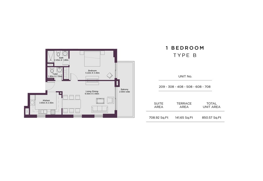 1 Bedroom floor plan