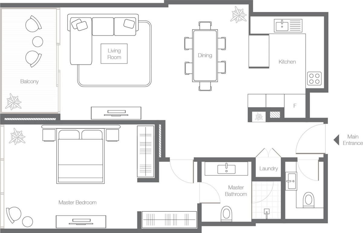 1 Bedroom floor plan
