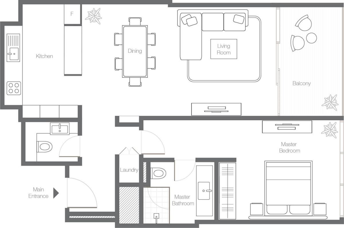 1 Bedroom floor plan