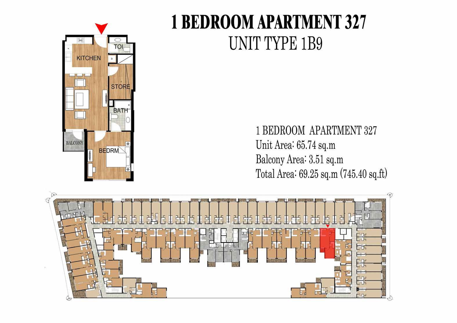 1 Bedroom floor plan