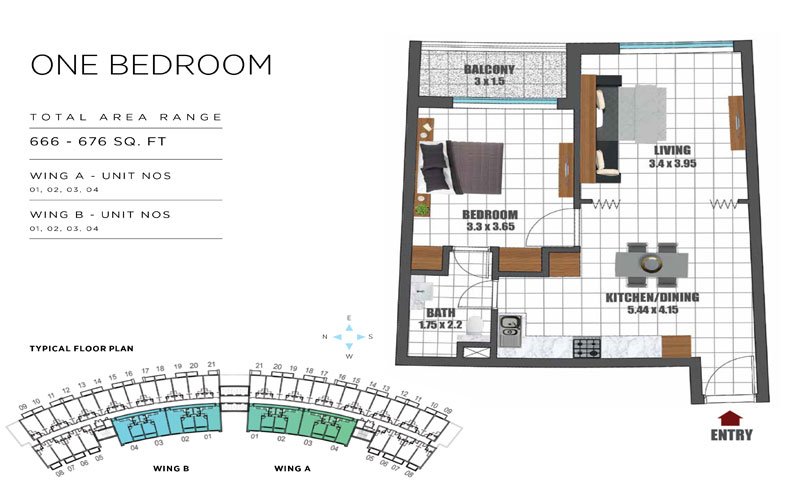 1 Bedroom floor plan