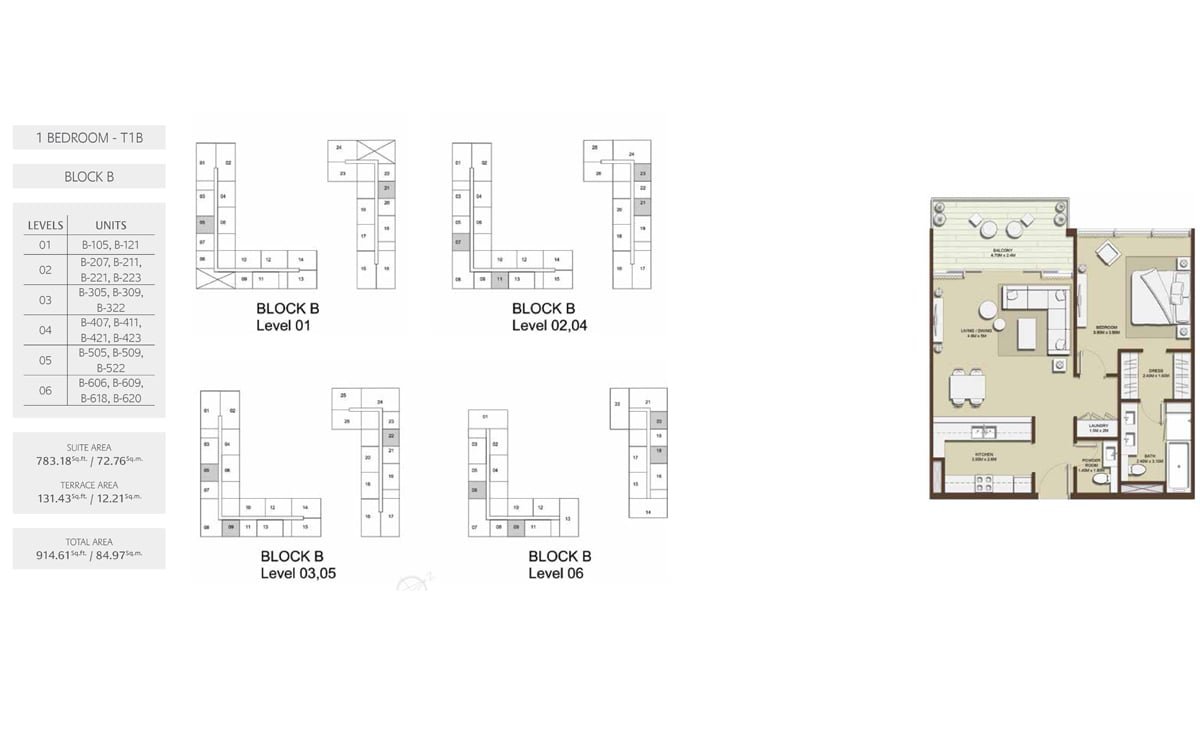 1 Bedroom floor plan