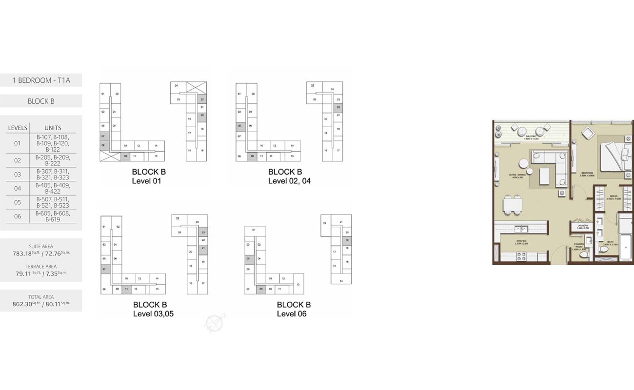 1 Bedroom floor plan