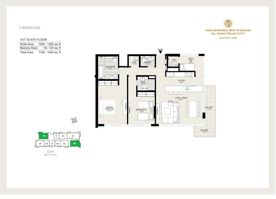 2 Bedrooms floor plan