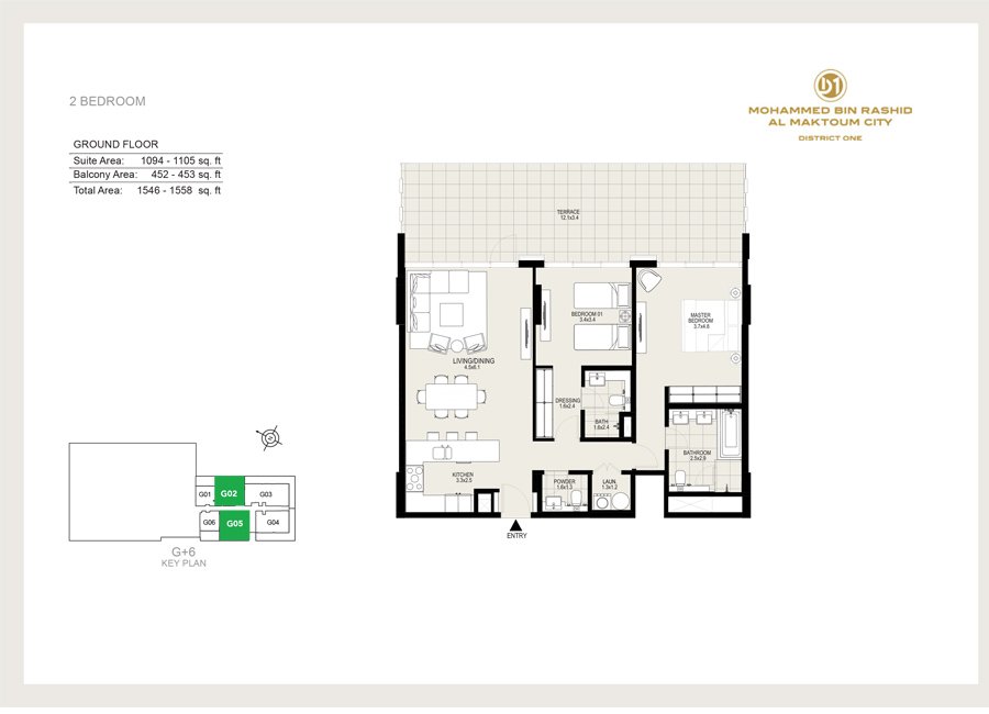 2 Bedrooms floor plan