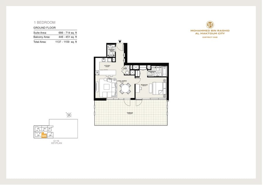1 Bedroom floor plan