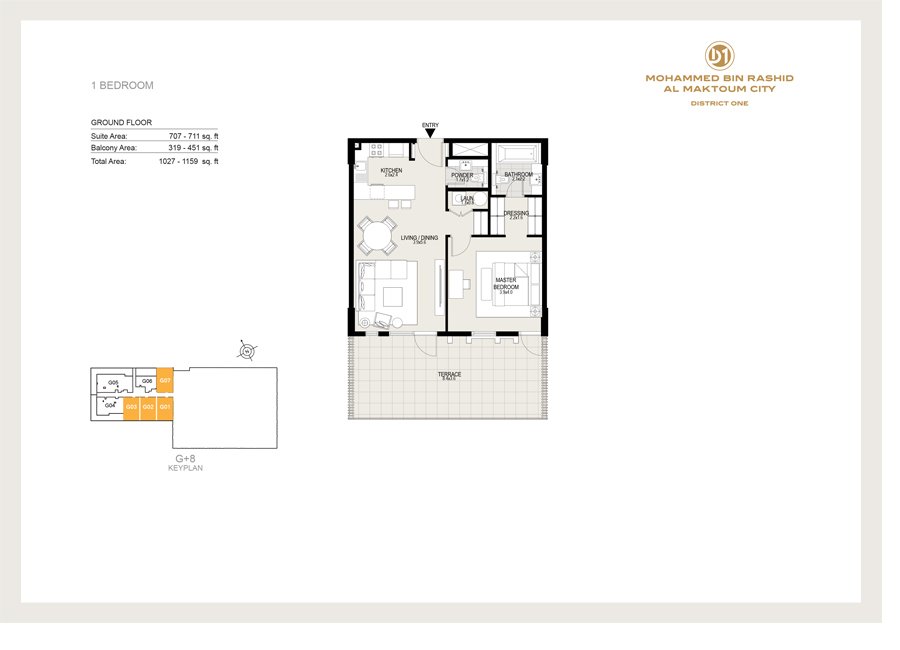 1 Bedroom floor plan