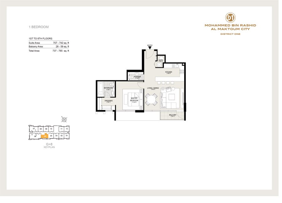 1 Bedroom floor plan