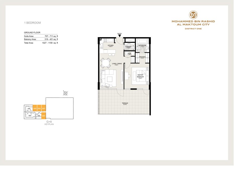 1 Bedroom floor plan