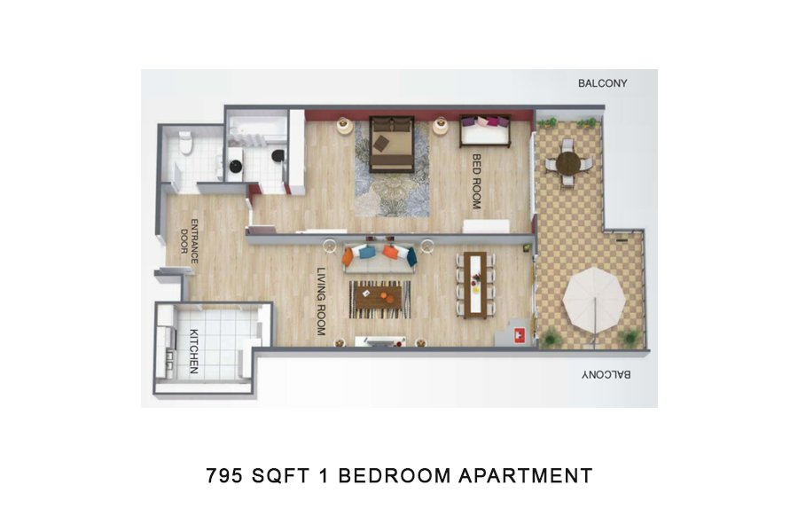 1 Bedroom floor plan