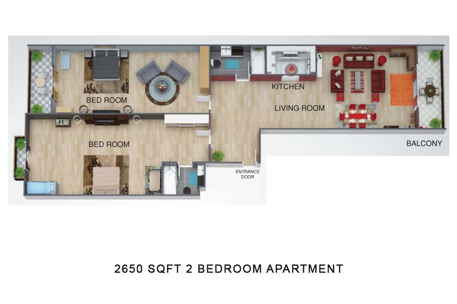 2 Bedrooms floor plan