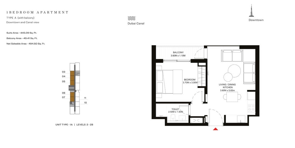 1 Bedroom floor plan