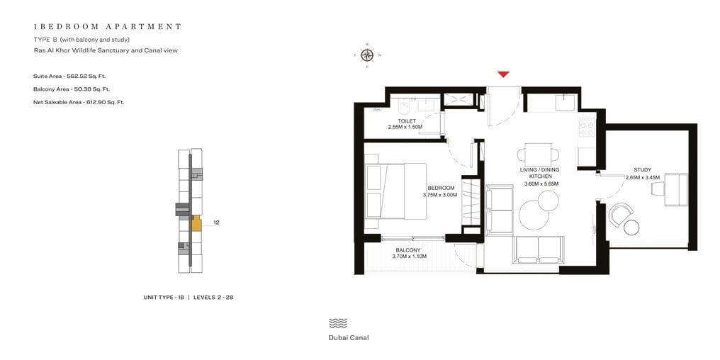 1 Bedroom floor plan