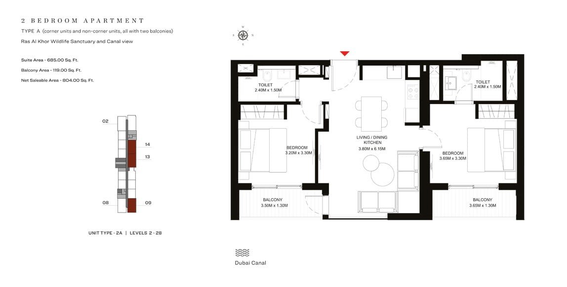 2 Bedrooms floor plan