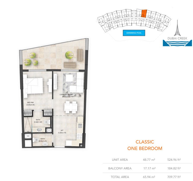 1 Bedroom floor plan