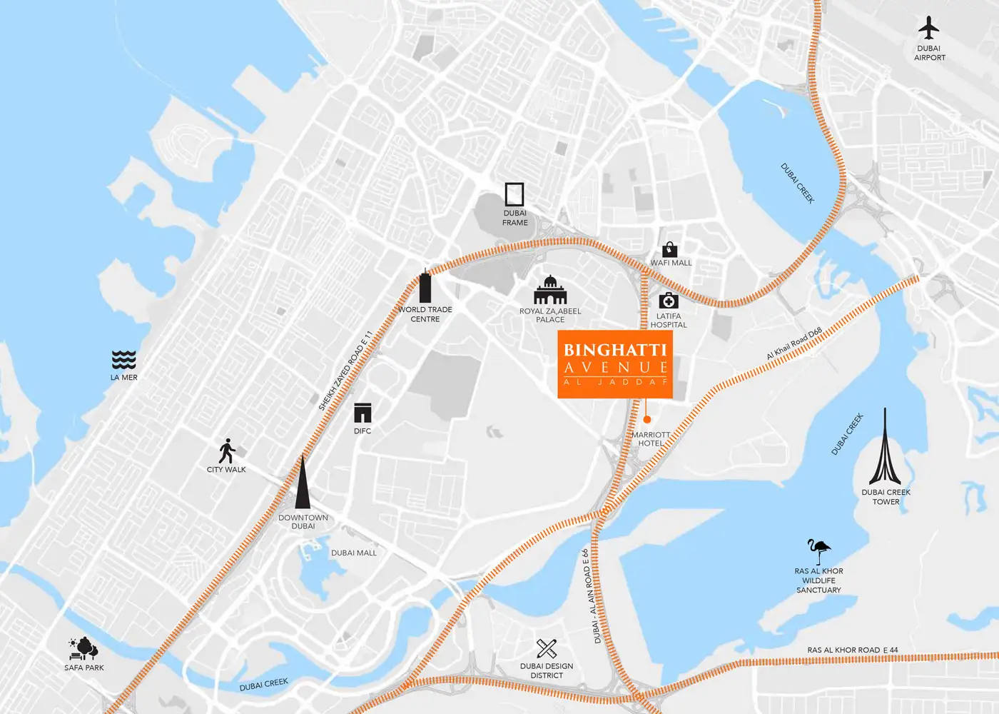 Binghatti Avenue location map