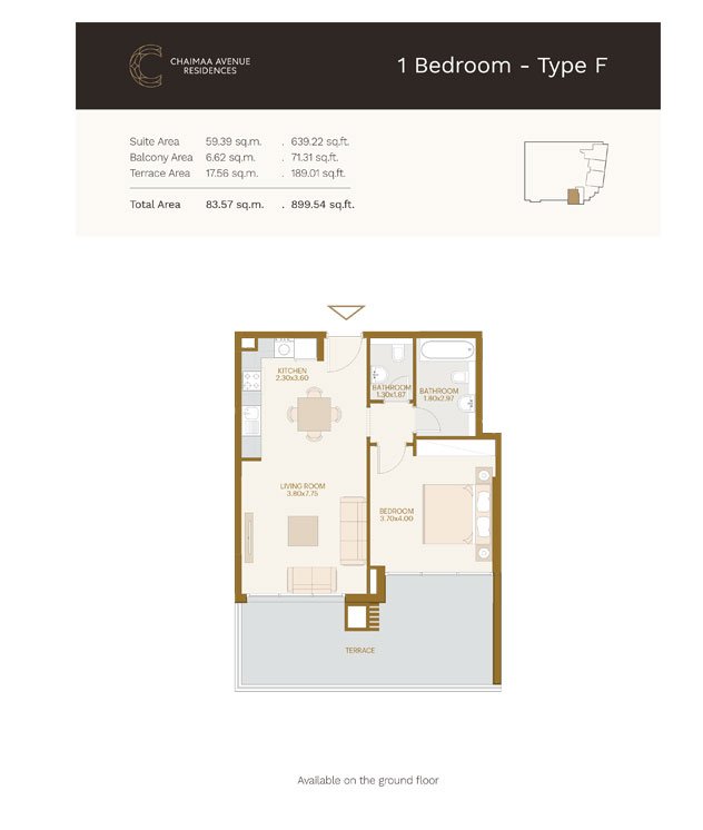1 Bedroom floor plan