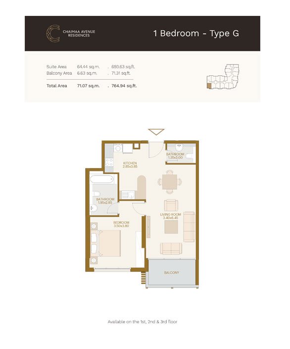 1 Bedroom floor plan