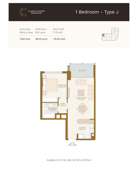1 Bedroom floor plan