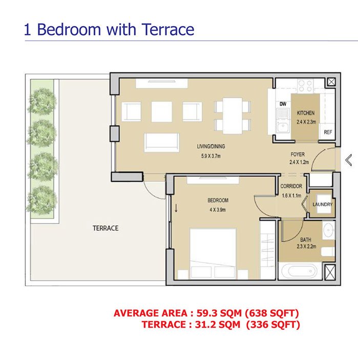 1 Bedroom floor plan