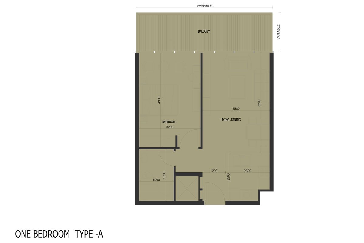 1 Bedroom floor plan