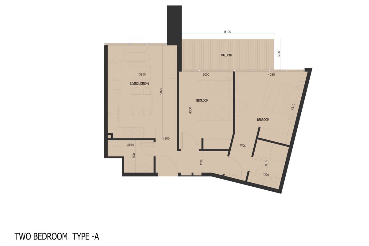 2 Bedroom floor plan