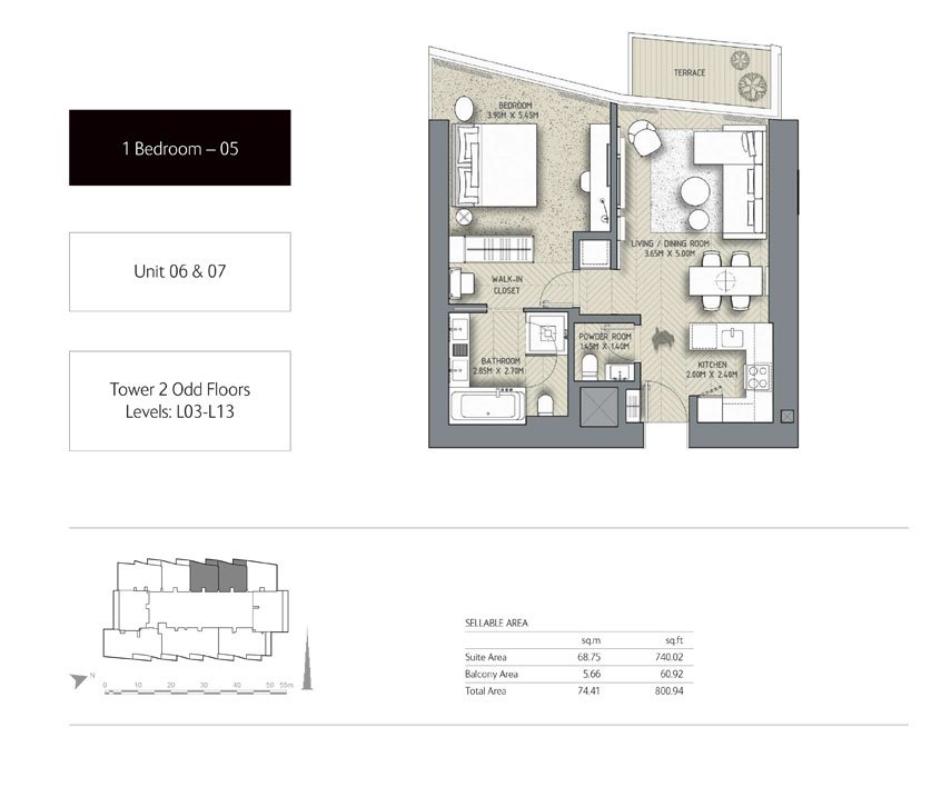 1 Bedroom floor plan