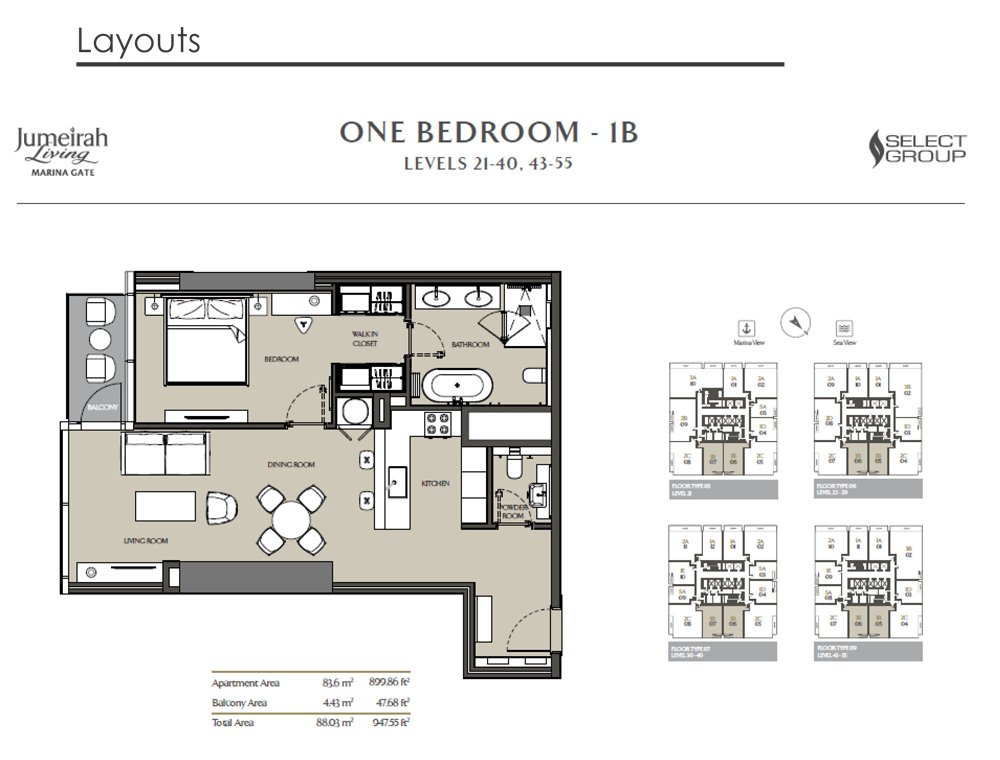 1 Bedroom floor plan