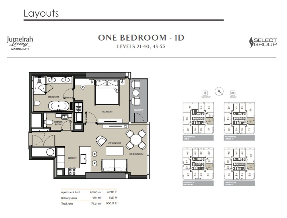 1 Bedroom floor plan