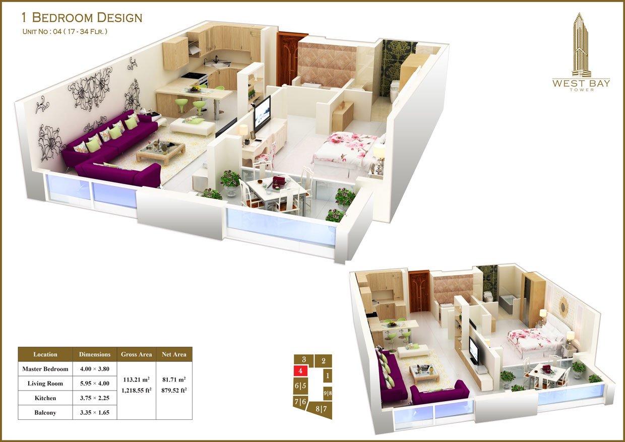 1 Bedroom floor plan