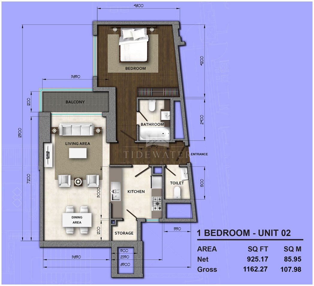 1 Bedroom floor plan
