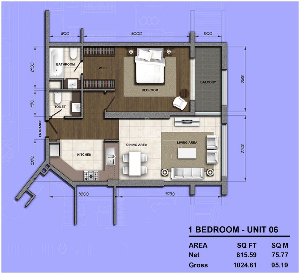 1 Bedroom floor plan