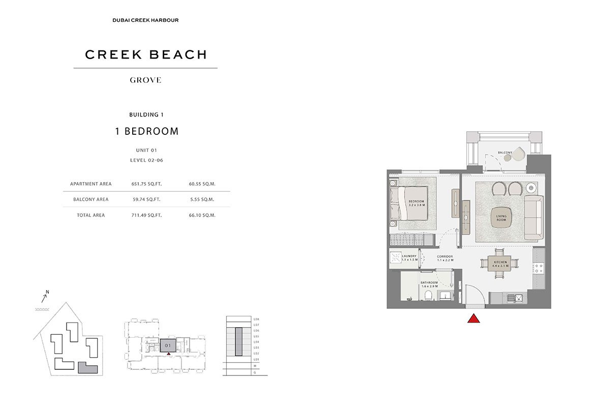 1 Bedroom floor plan