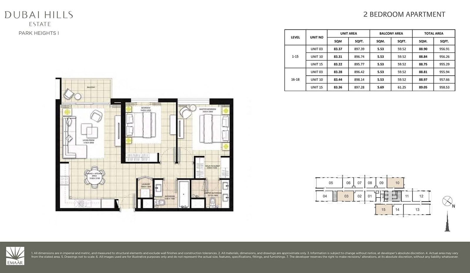 2 Bedrooms floor plan