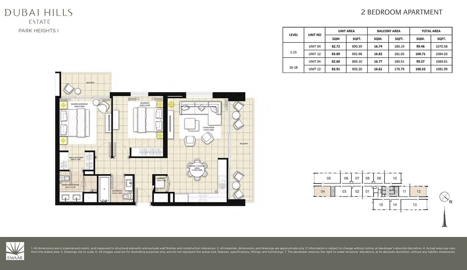 2 Bedrooms floor plan