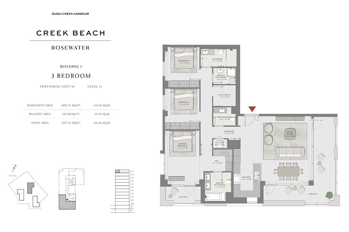 3 Bedrooms floor plan