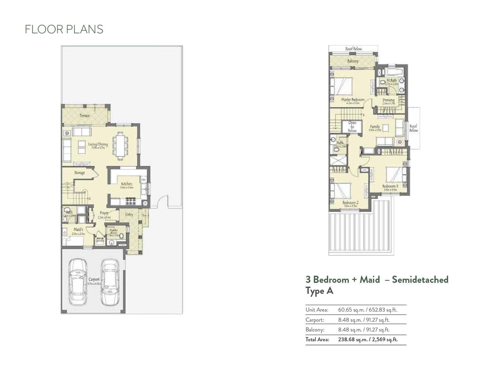 3 Bedrooms + Maid floor plan