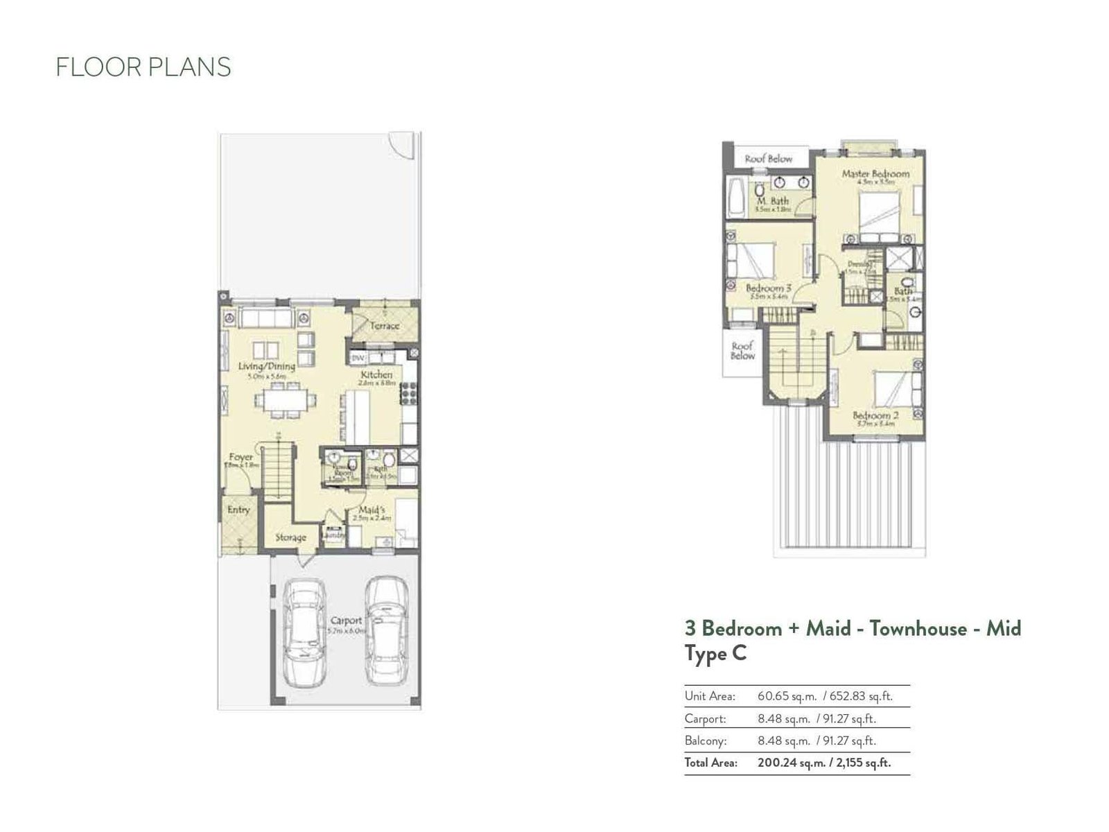 3 Bedrooms + Maid floor plan